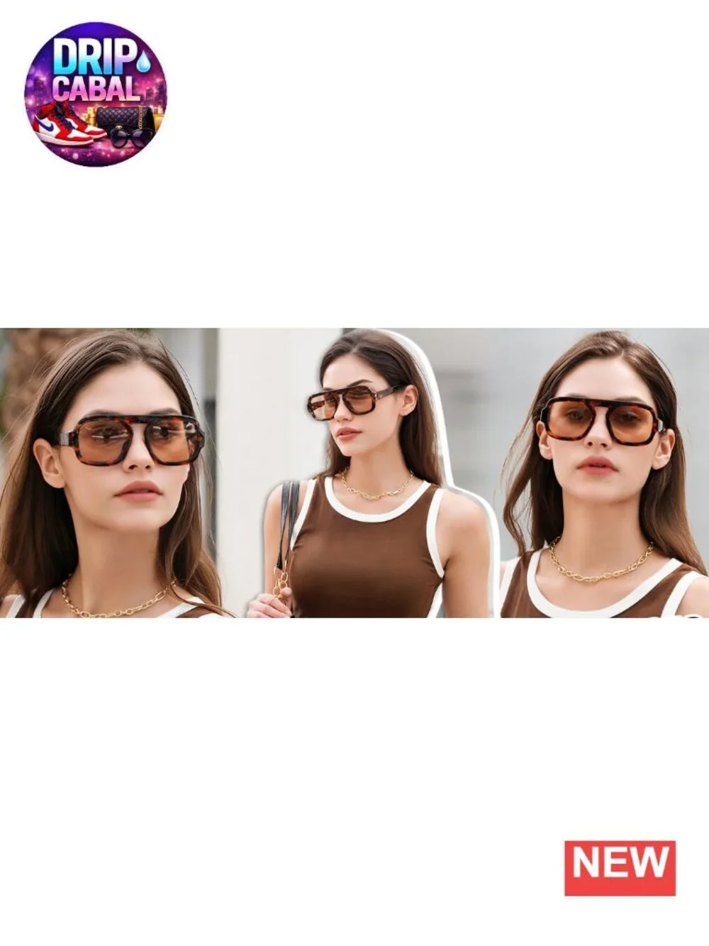 Retro Square Aviator Sunglasses Plastic Frame UV Protection Unisex